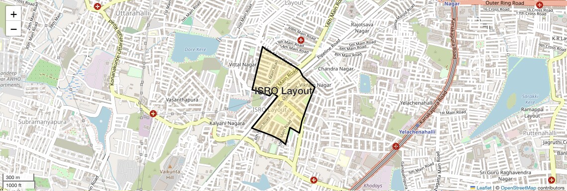 Location Map of ISRO Layout, Bangalore