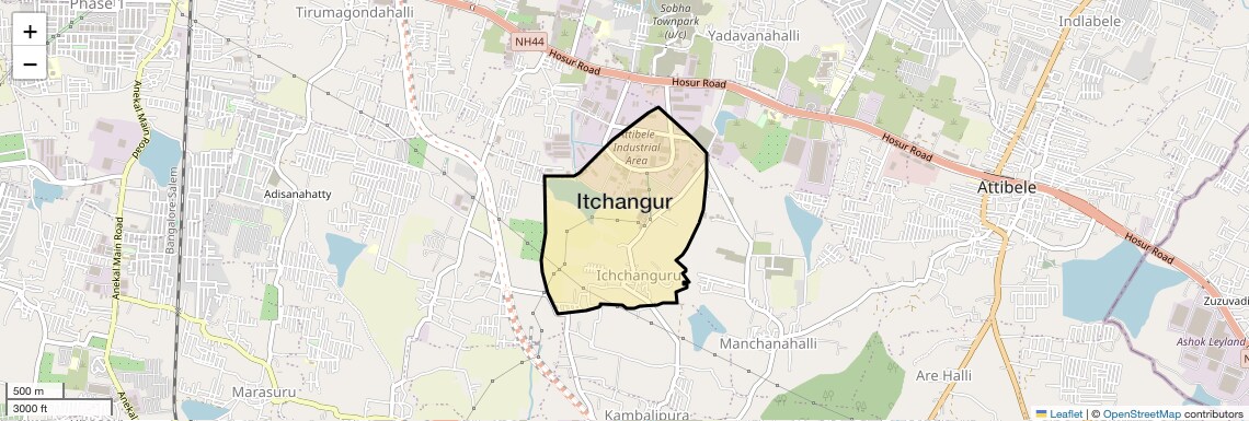 Location Map of Itchangur, Bangalore