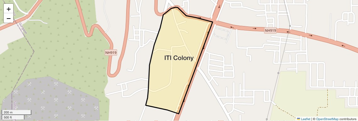 Location Map of ITI Colony, Gurgaon