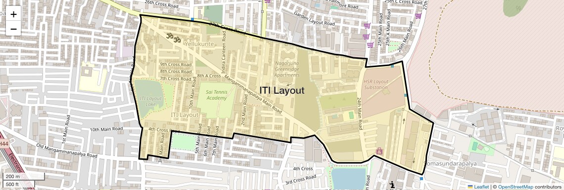 Location Map of ITI Layout, Bangalore