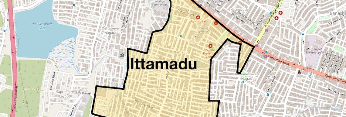 Location Map of Ittamadu, Bangalore