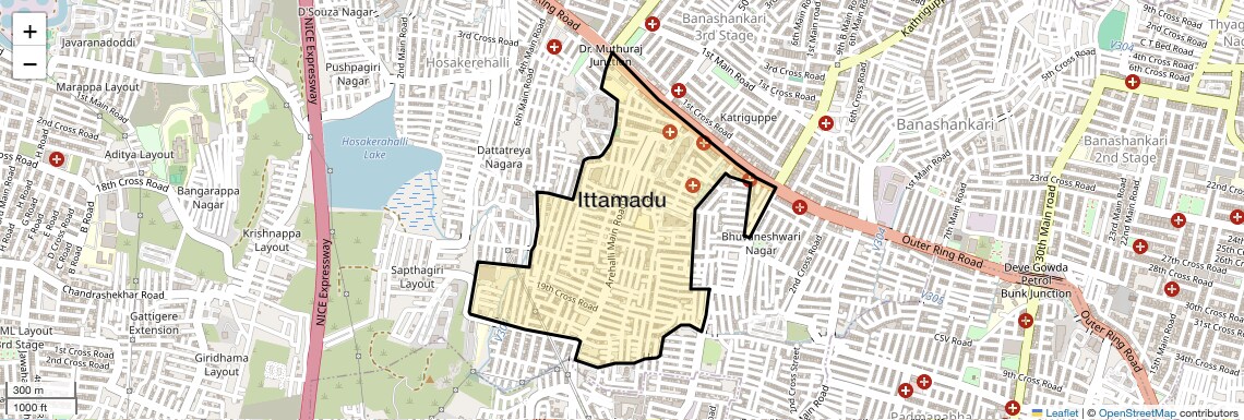 Location Map of Ittamadu, Bangalore
