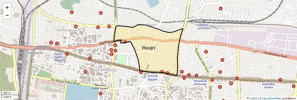 Location Map of Itwari, Nagpur