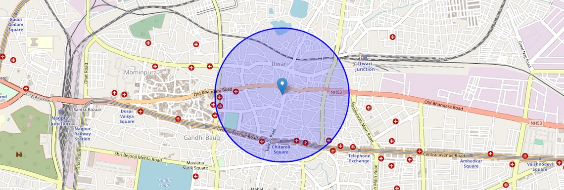 Location Map of Itwari, Nagpur
