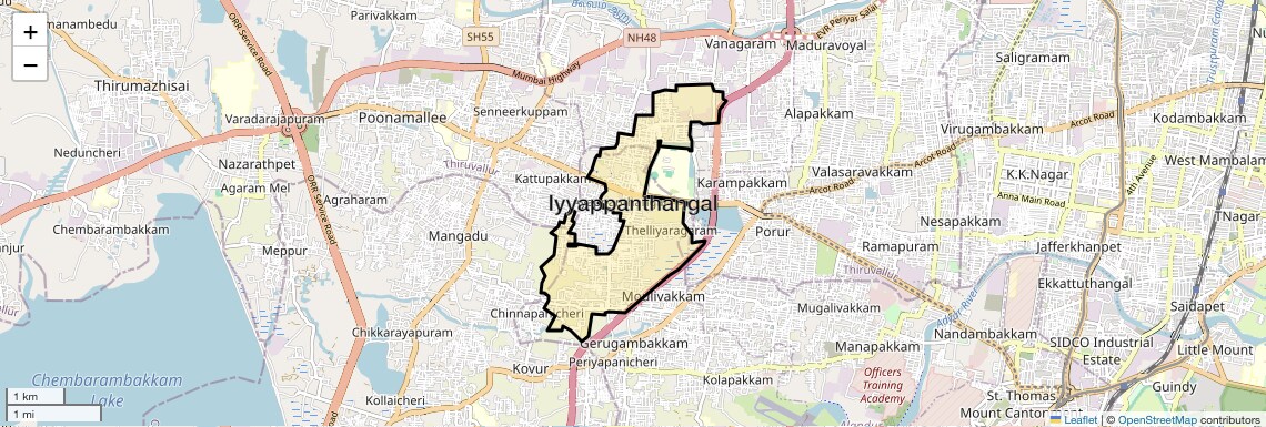 Location Map of Iyyappanthangal, Chennai