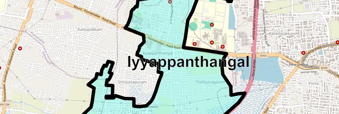 Location Map of Iyyappanthangal, Chennai