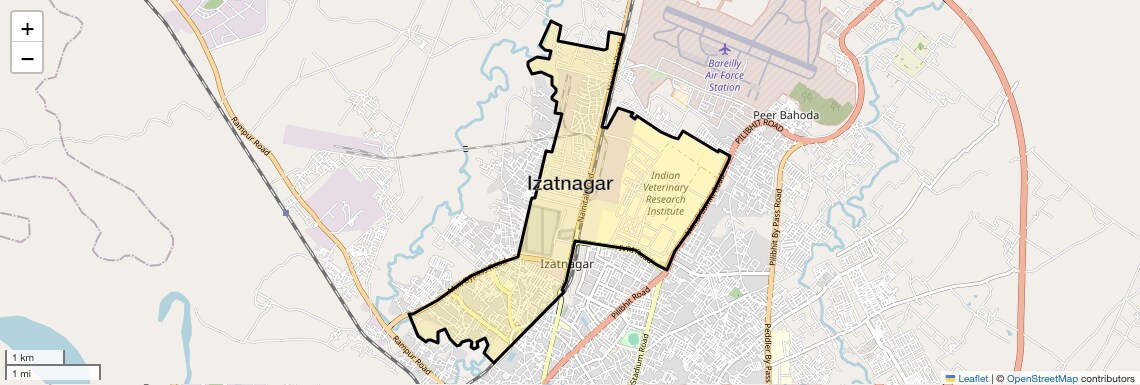 Location Map of Izatnagar, Bareilly