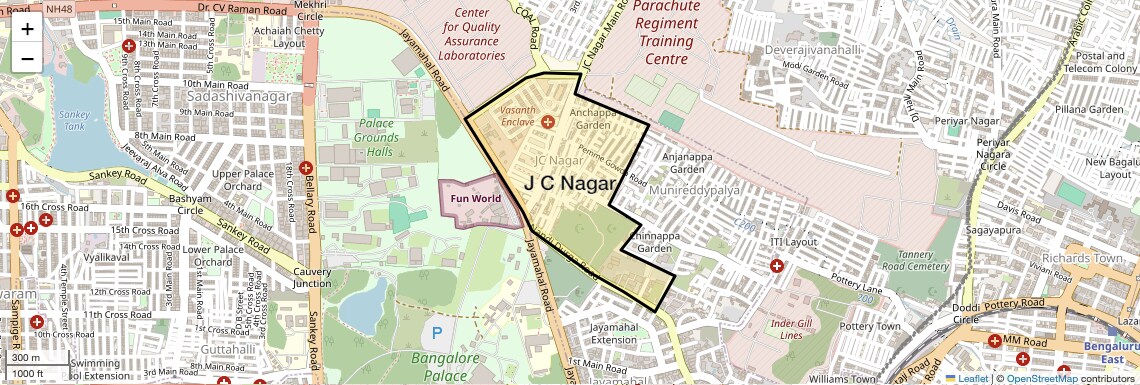 Location Map of J C Nagar, Bangalore