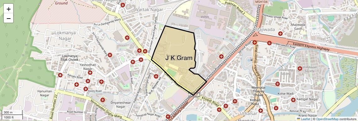 Location Map of J K Gram, Thane