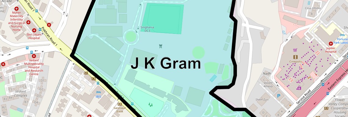 Location Map of J K Gram, Thane