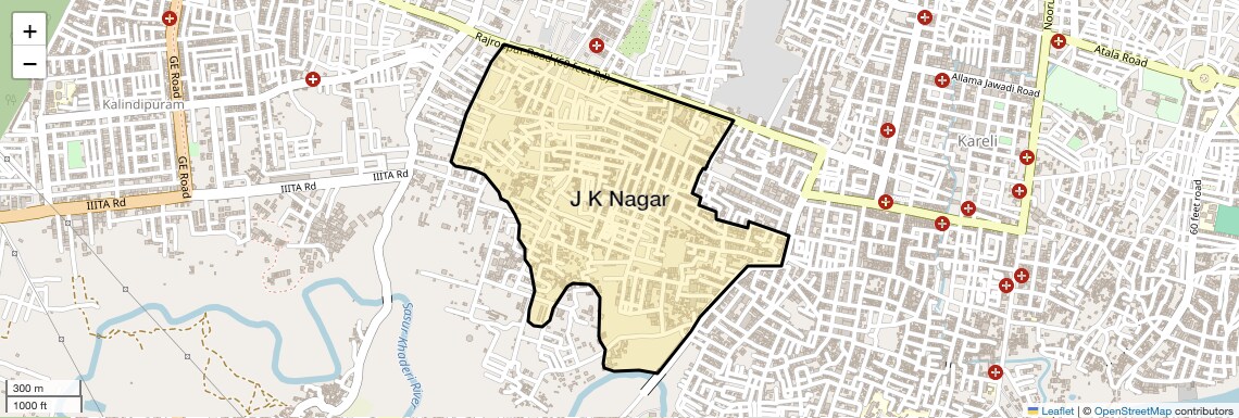 Location Map of J K Nagar, Allahabad