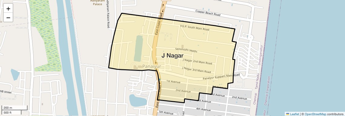 Location Map of J Nagar, Chennai