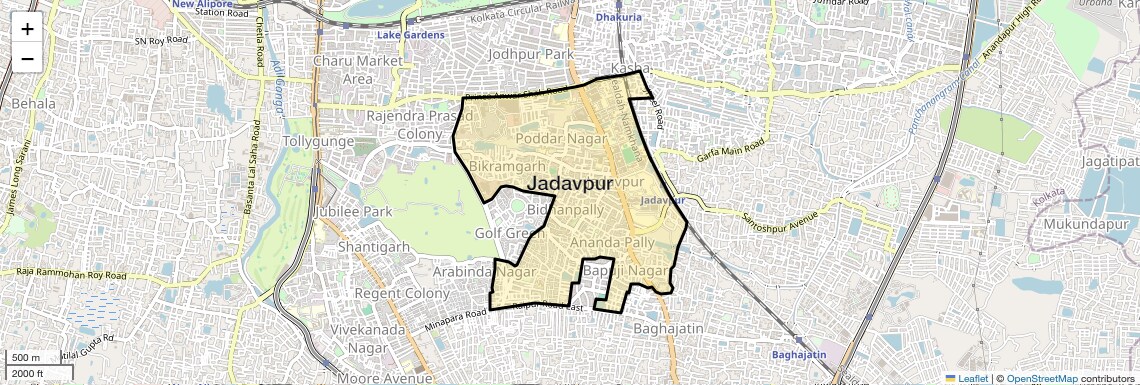 Location Map of Jadavpur, Kolkata