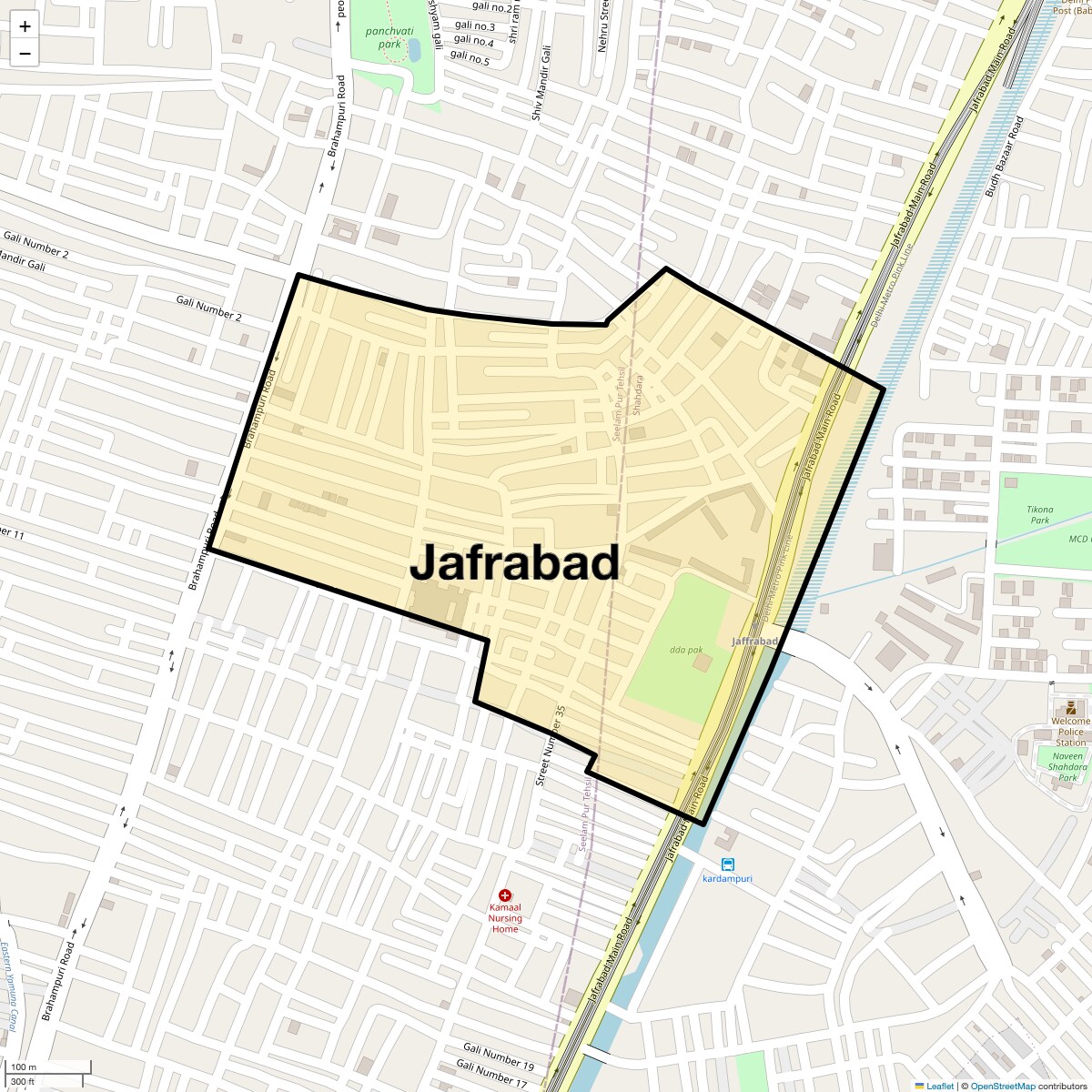 Location Map of Jafrabad, Delhi