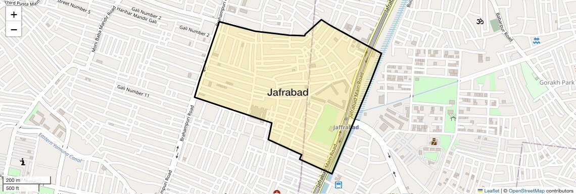 Location Map of Jafrabad, Delhi