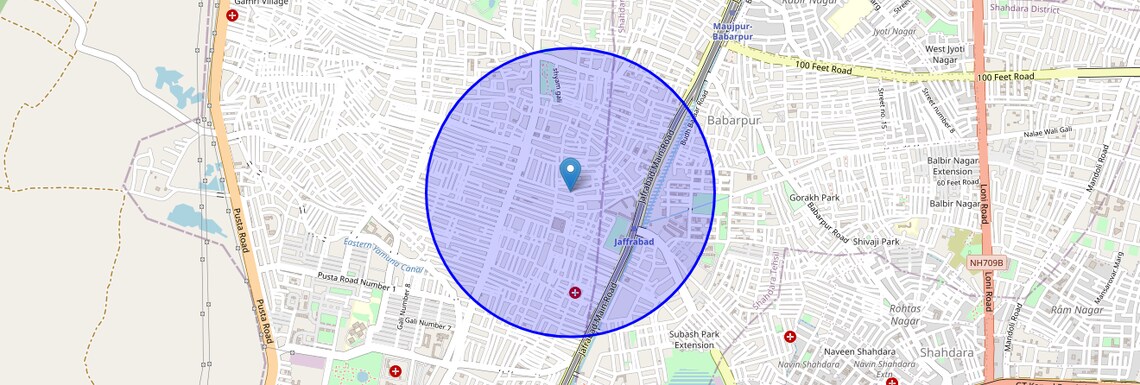 Location Map of Jafrabad, Delhi