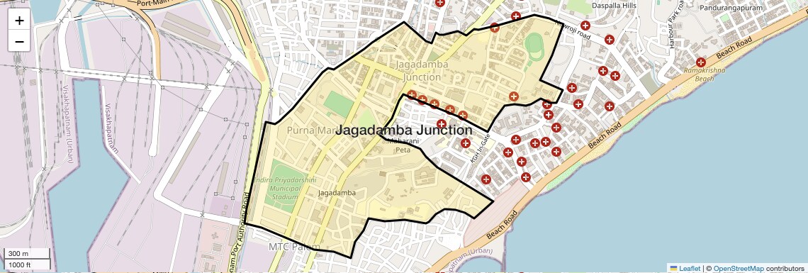 Location Map of Jagadamba Junction, Vizag