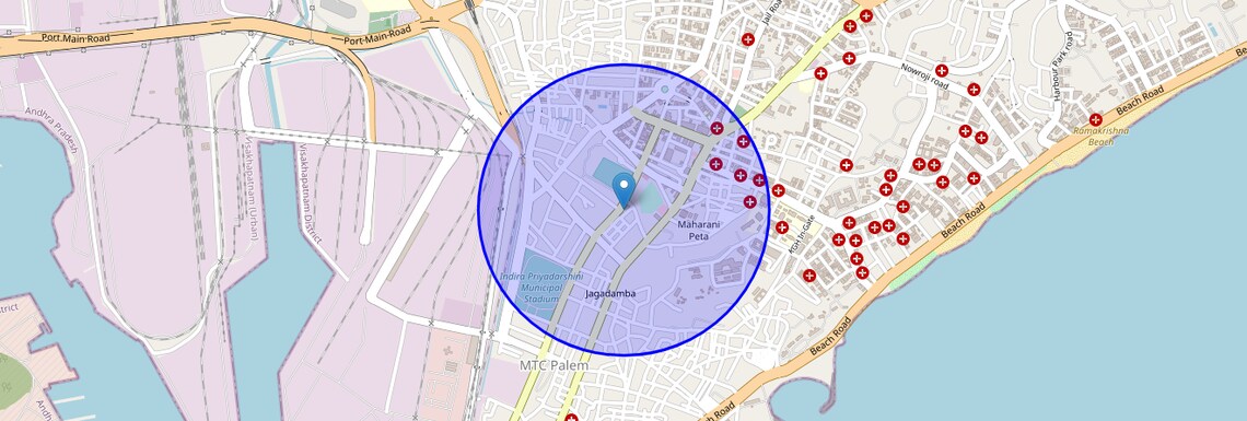 Location Map of Jagadamba Junction, Vizag