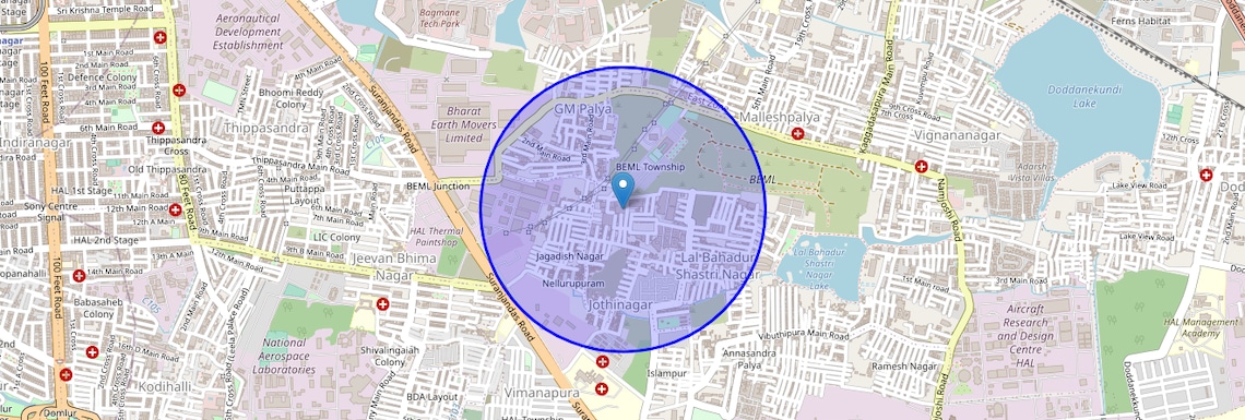 Location Map of Jagadish Nagar, Bangalore