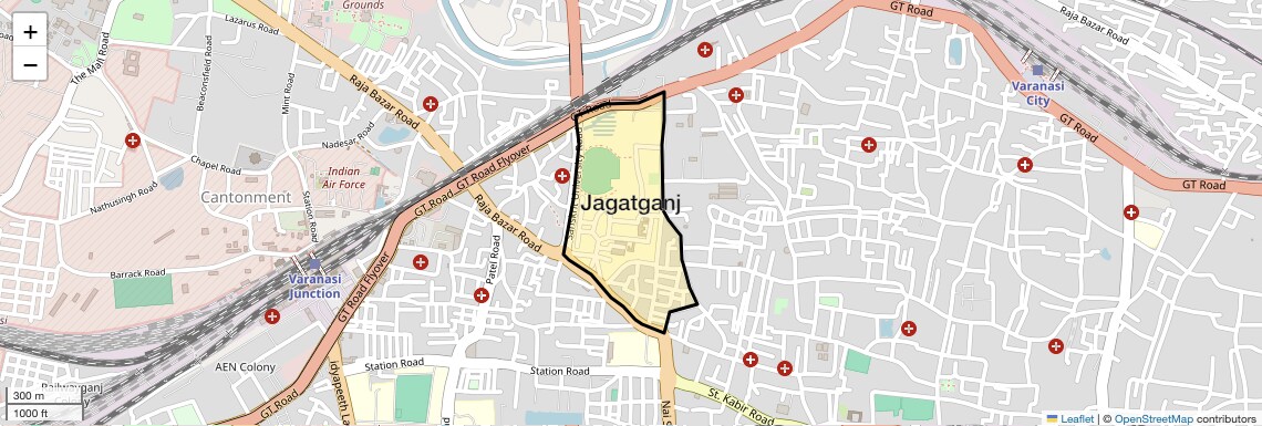 Location Map of Jagatganj, Varanasi