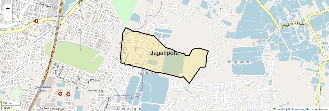 Location Map of Jagatipota, Kolkata