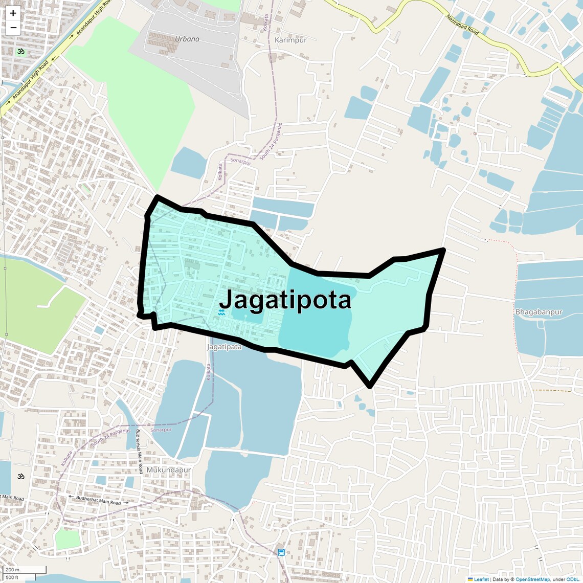 Location Map of Jagatipota, Kolkata