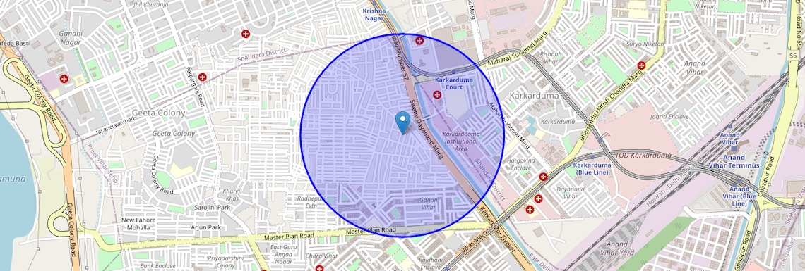Location Map of Jagatpuri, Delhi