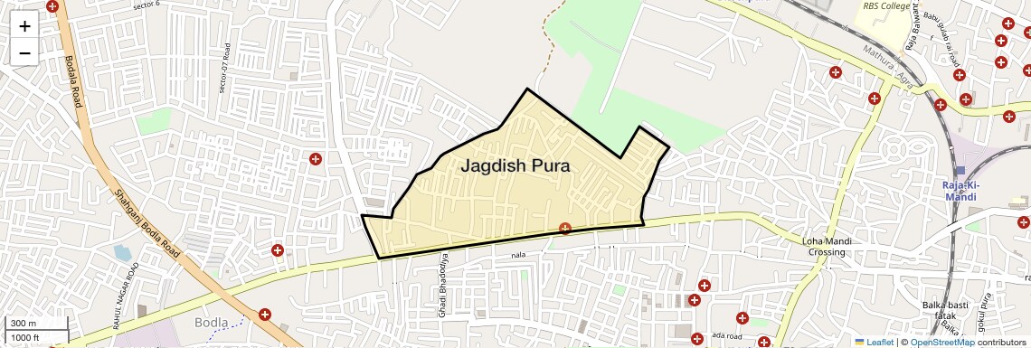 Location Map of Jagdish Pura, Agra