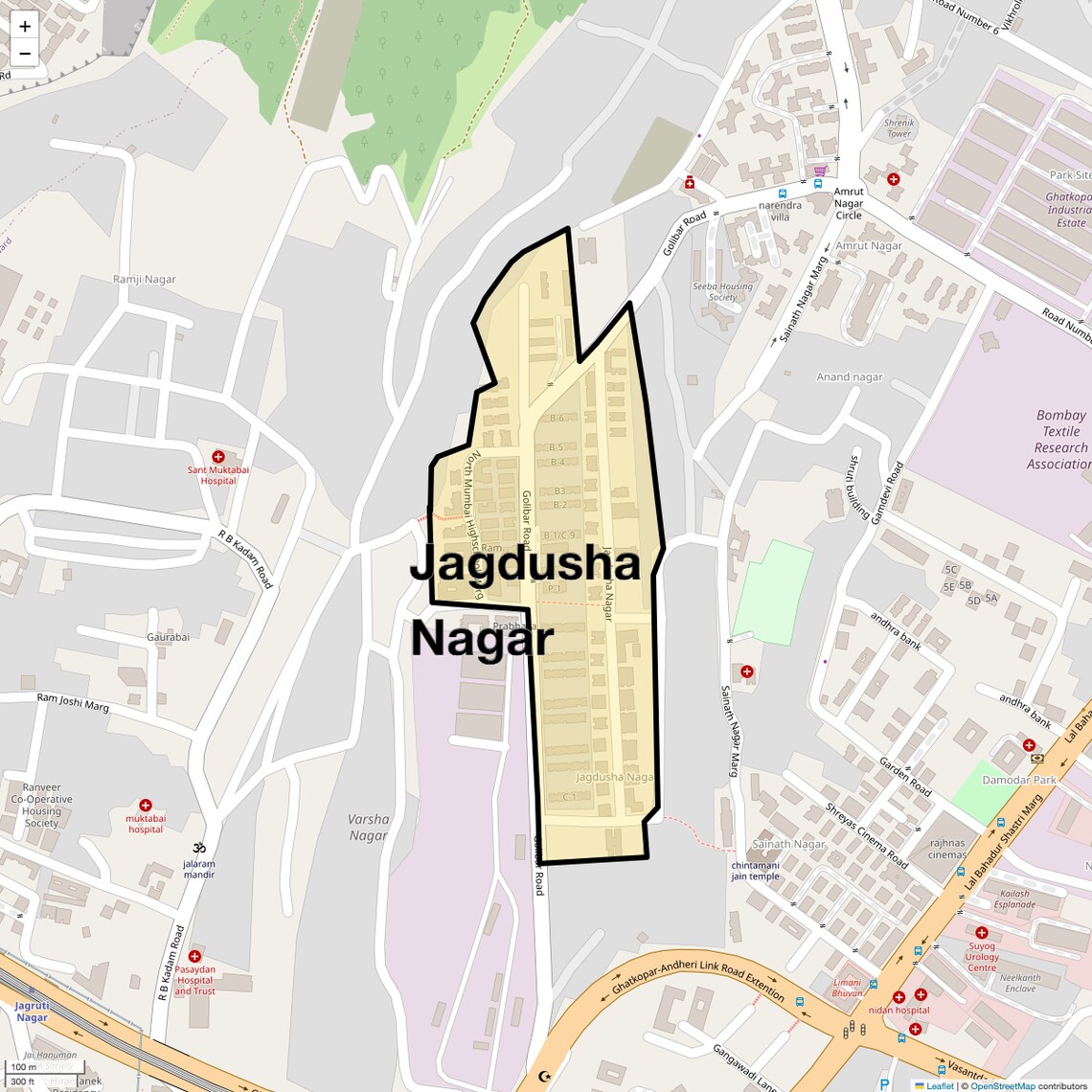 Location Map of Jagdusha Nagar, Mumbai