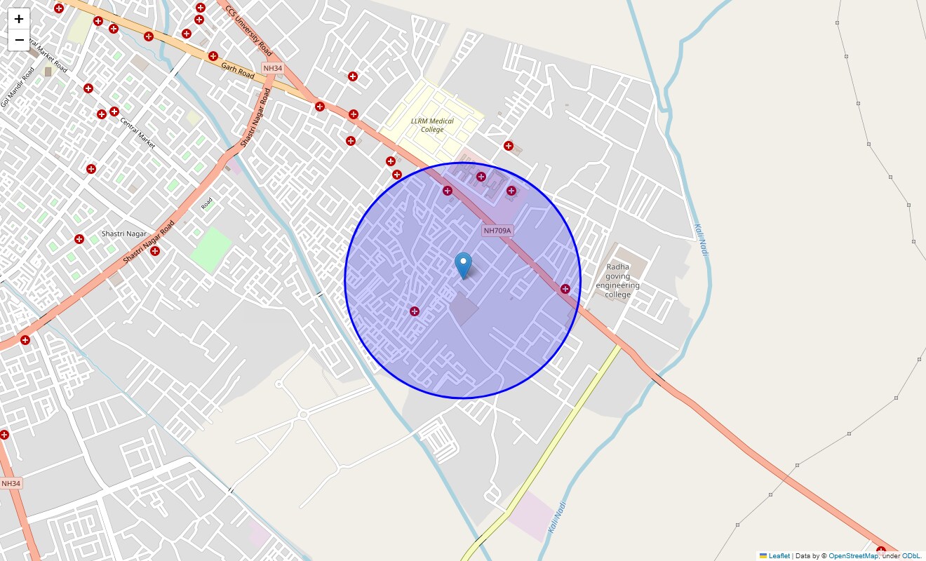 Location Map of Jagrati Vihar, Meerut