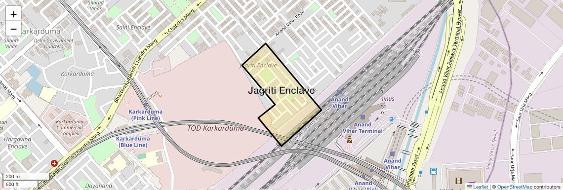 Location Map of Jagriti Enclave, Delhi