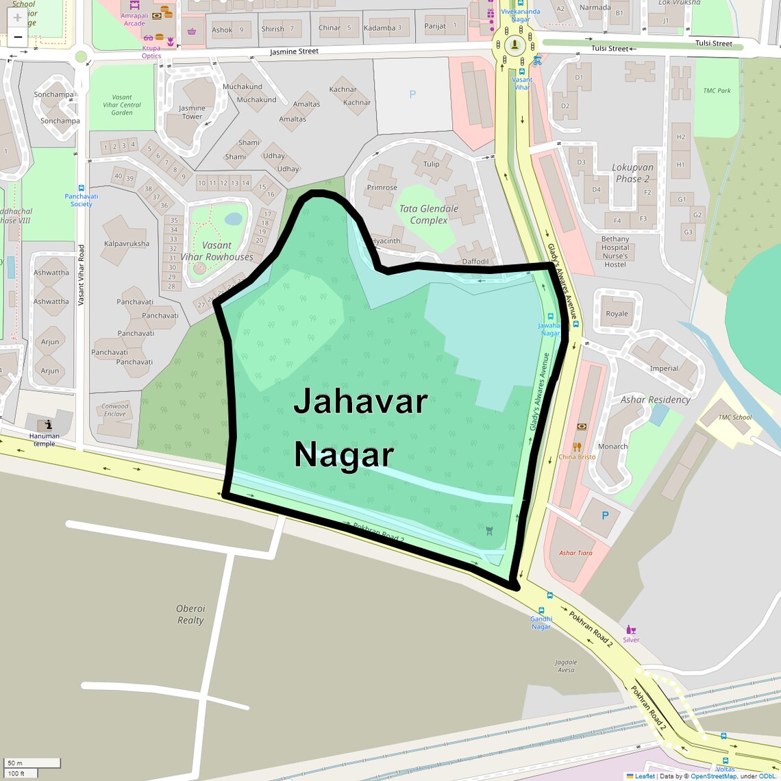 Location Map of Jahavar Nagar, Thane