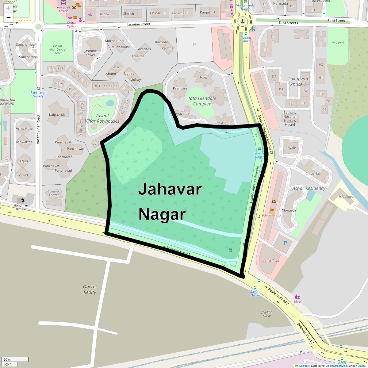 Location Map of Jahavar Nagar, Thane