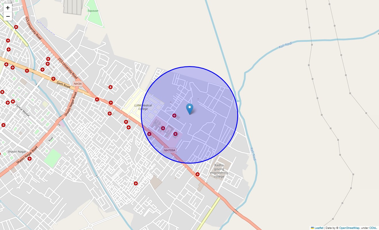 Location Map of Jai Bhim Nagar, Meerut