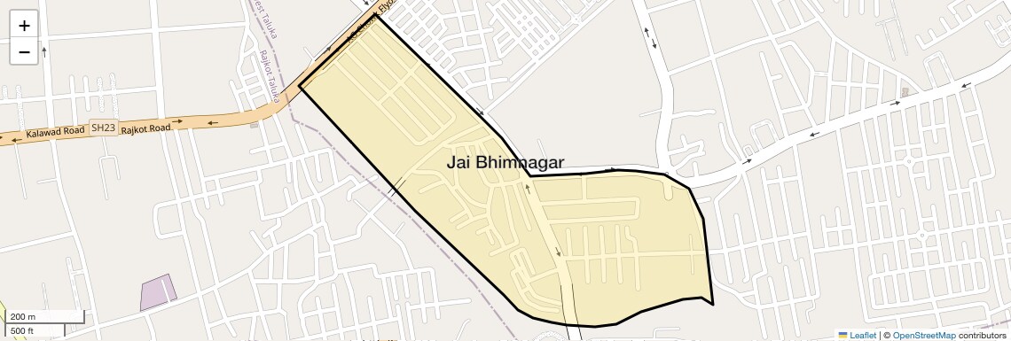 Location Map of Jai Bhimnagar, Rajkot