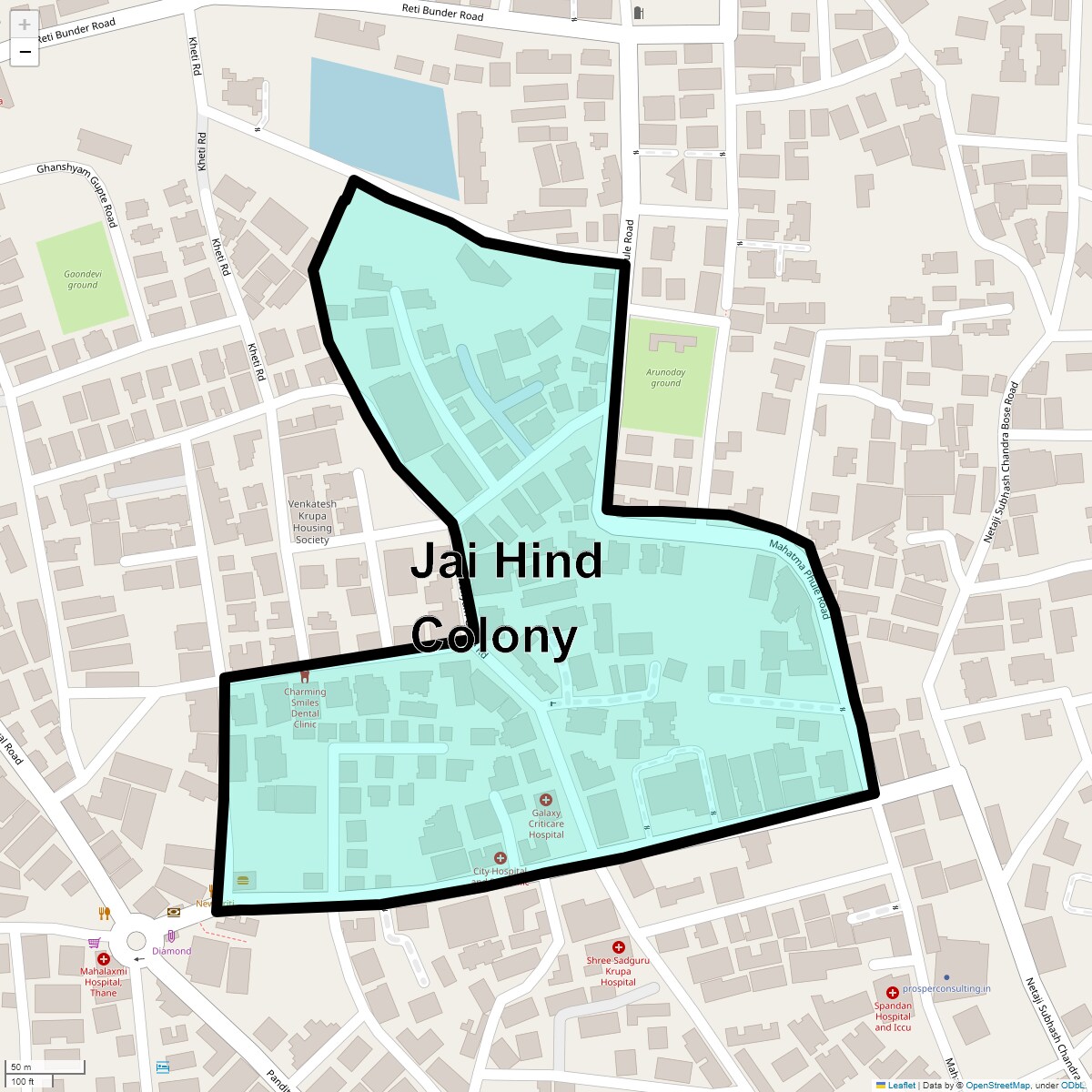 Location Map of Jai Hind Colony, Thane