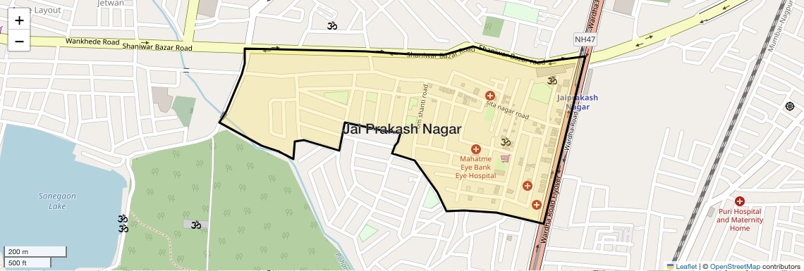 Location Map of Jai Prakash Nagar, Nagpur