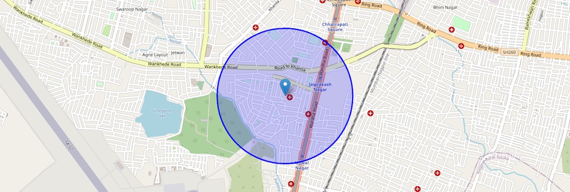 Location Map of Jai Prakash Nagar, Nagpur