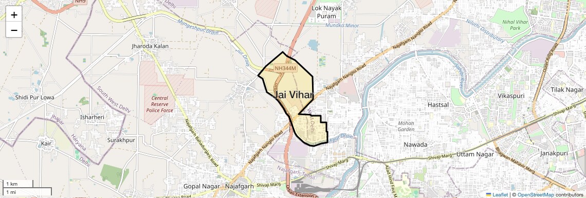 Location Map of Jai Vihar, Delhi