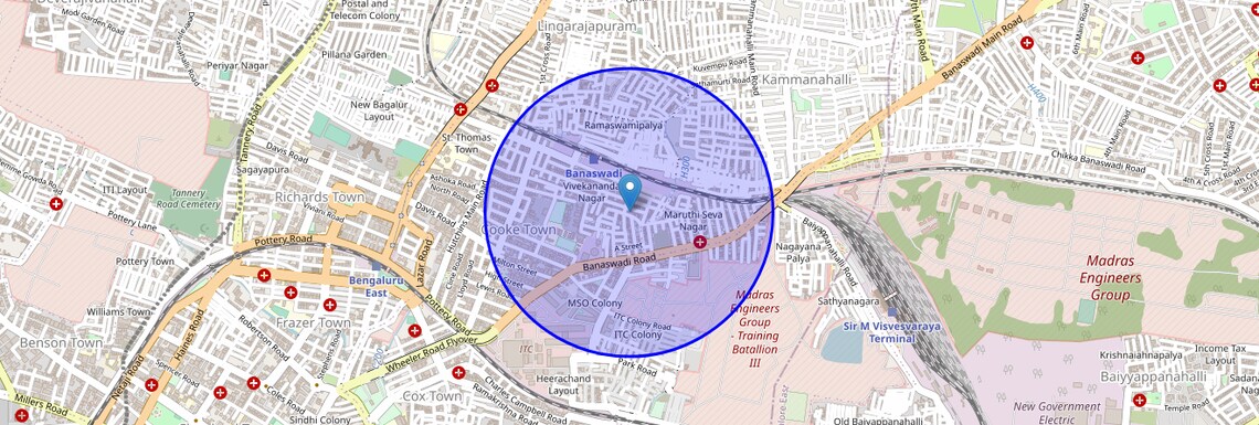 Location Map of Jaibharath Nagar, Bangalore