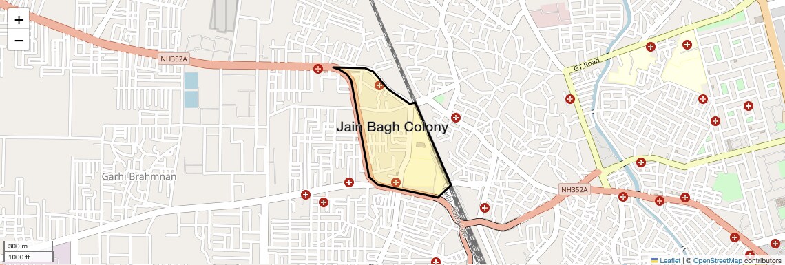 Location Map of Jain Bagh Colony, Sonipat