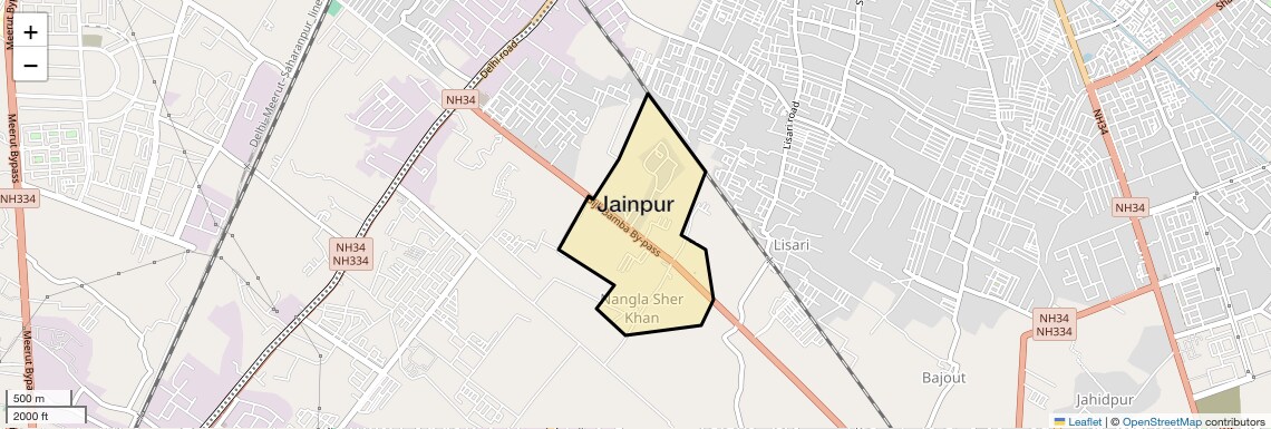 Location Map of Jainpur, Meerut