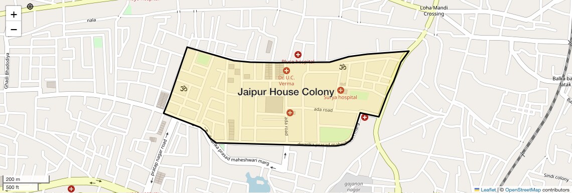 Location Map of Jaipur House Colony, Agra