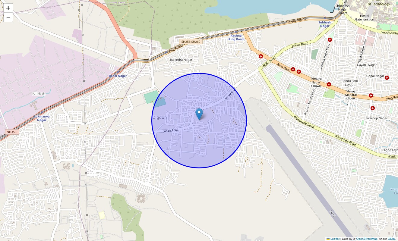 Location Map of Jaitala, Nagpur