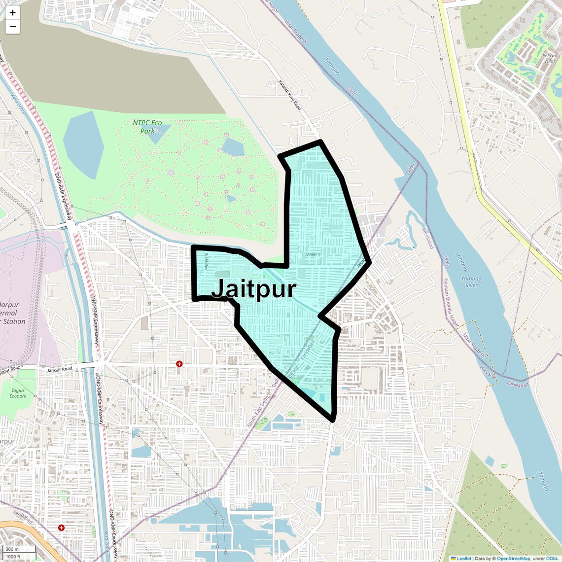 Location Map of Jaitpur, Delhi