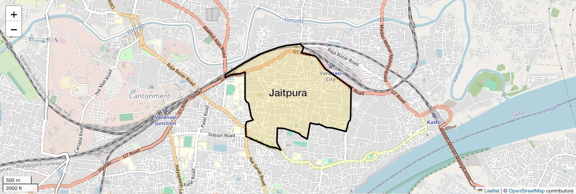 Location Map of Jaitpura, Varanasi