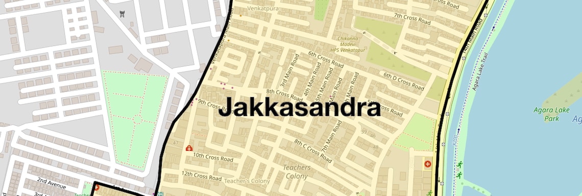 Location Map of Jakkasandra, Bangalore