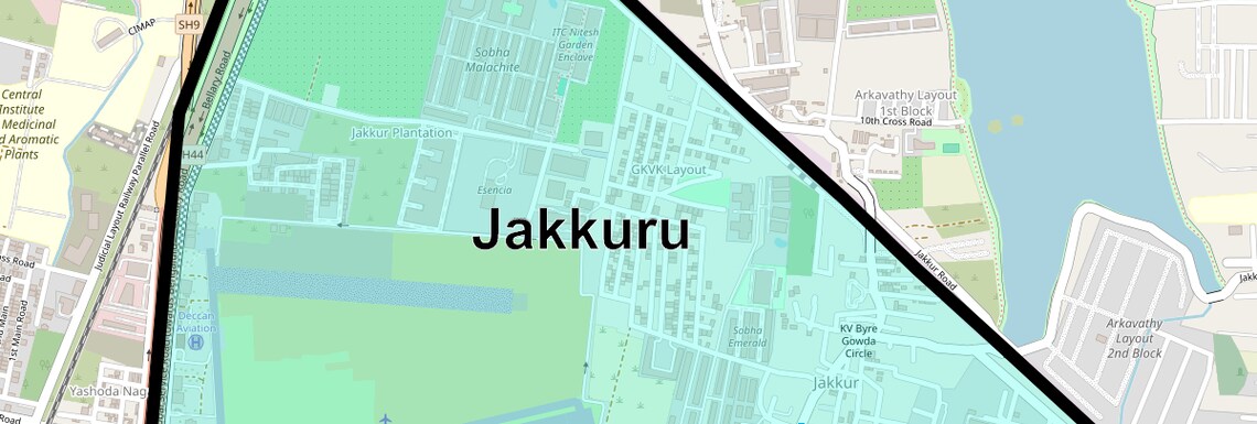 Location Map of Jakkuru, Bangalore