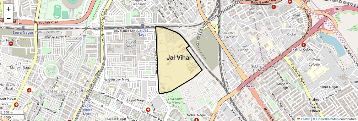 Location Map of Jal Vihar, Delhi