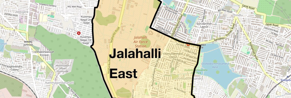 Location Map of Jalahalli East, Bangalore